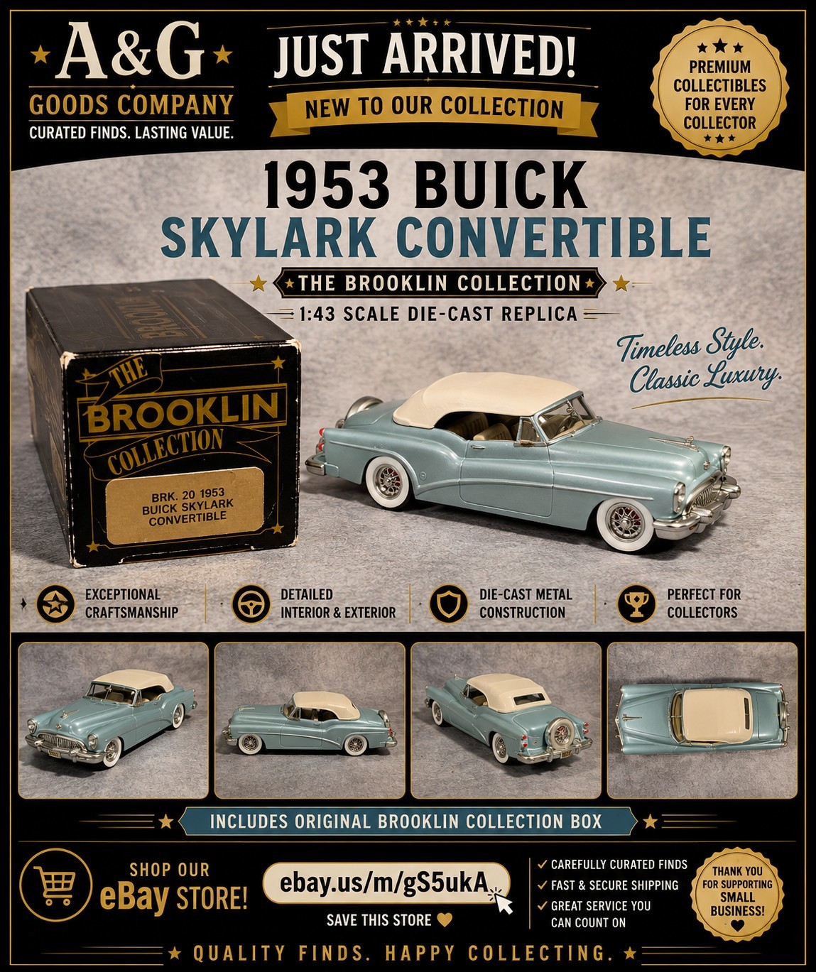 Brooklin Collection 1953 Buick Skylark Convertible 1:43 Diecast w/ Box