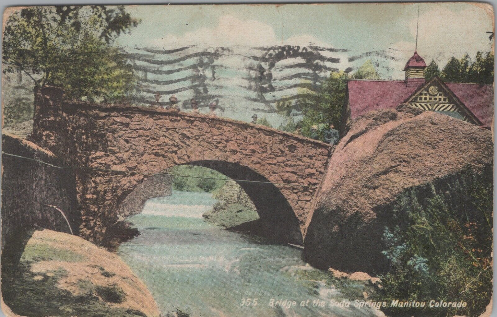 Soda Springs Manitou Colorado bridge c1910s postcard B174