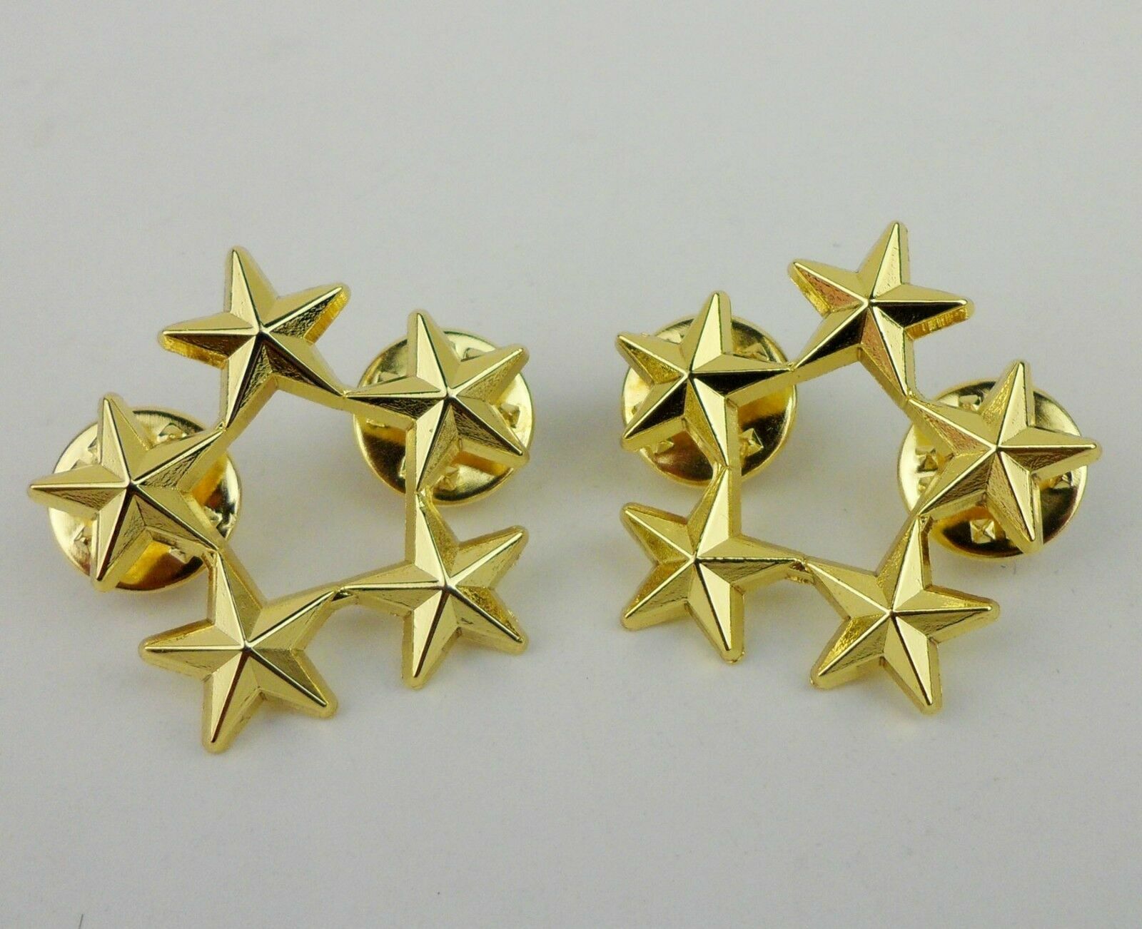  WWII WW2 A Pair Of US Army Officer 5 Stars General Rank Badges Pin Gold - US278