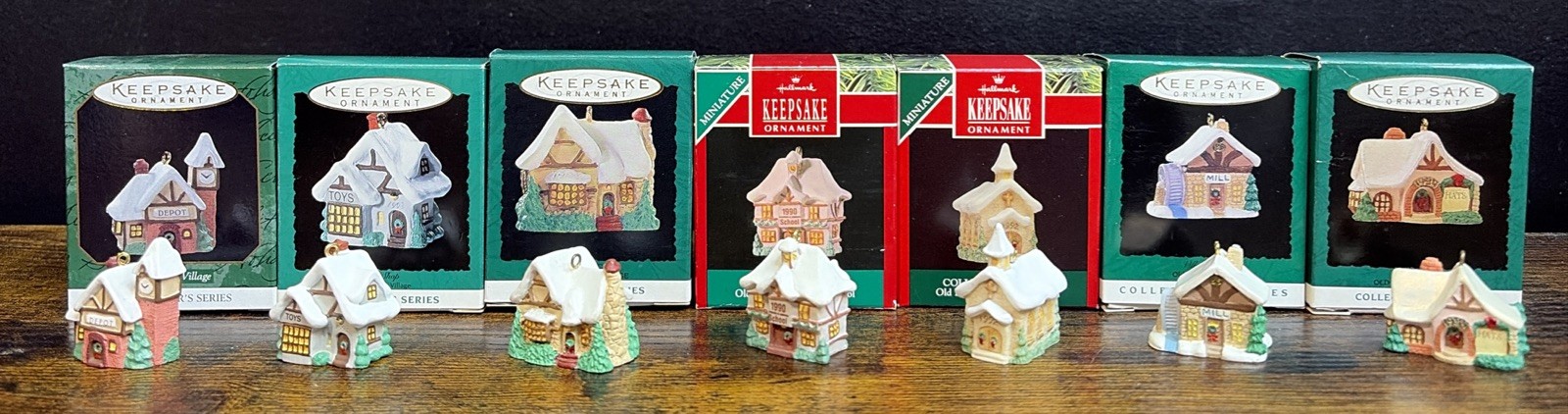 7 Old English Village Hallmark Keepsake Miniature Ornaments 3 5 6 7 8 9 & 10