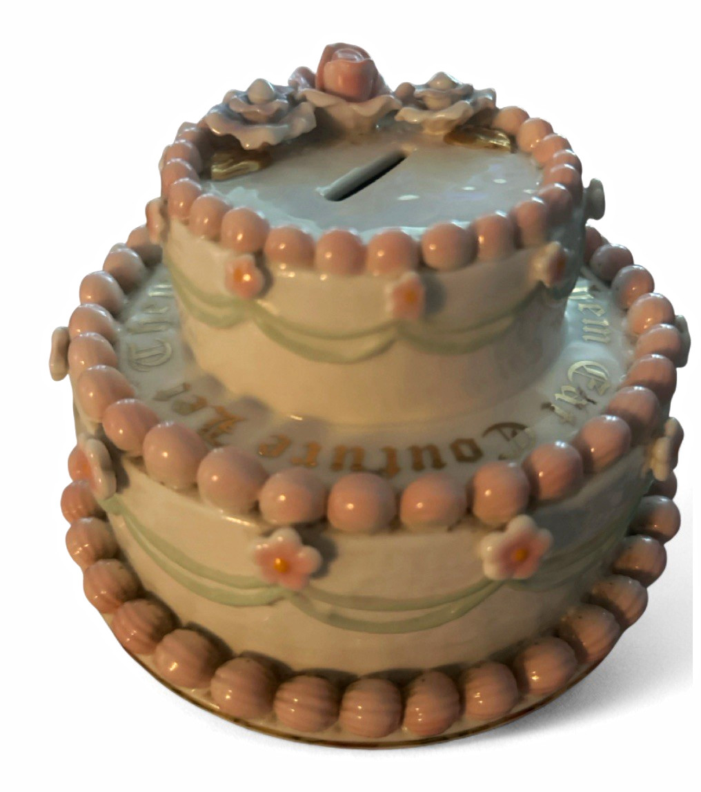 Juicy Couture Ceramic Wedding Tiered Cake Piggy Coin Bank 