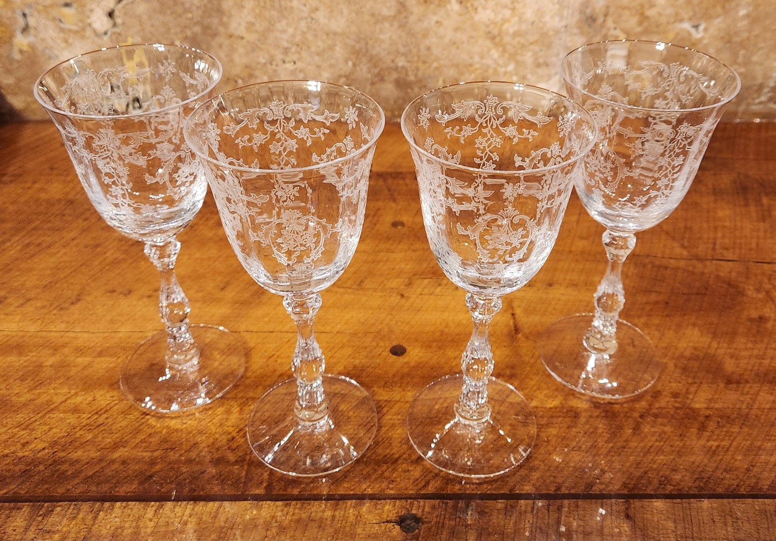 Set of 4 Fostoria Crystal Navarre Claret Wine Glasses 6 1/8 Set of 4 Fostoria Crystal Navarre Claret Wine Glasses 6 1/8