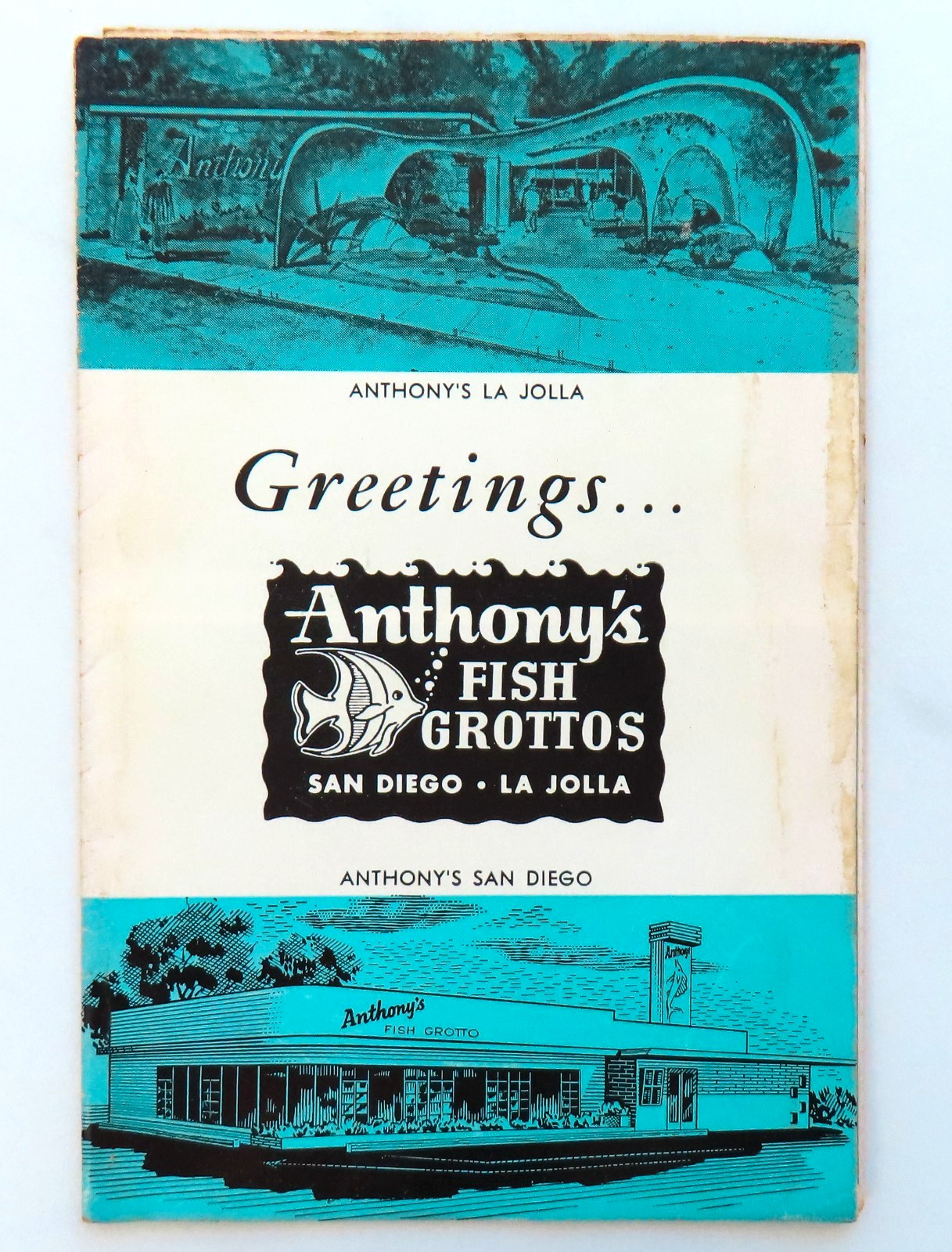 Anthony's Fish Grotto Menu Vintage 1960 Seafood California San Diego La Jolla CA Anthony's Fish Grotto Menu Vintage 1960 Seafood California San Diego La Jolla CA