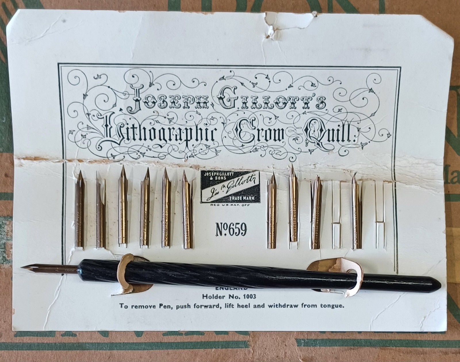 Antique Gillott\'s Lithography Quill Pen set No. 659