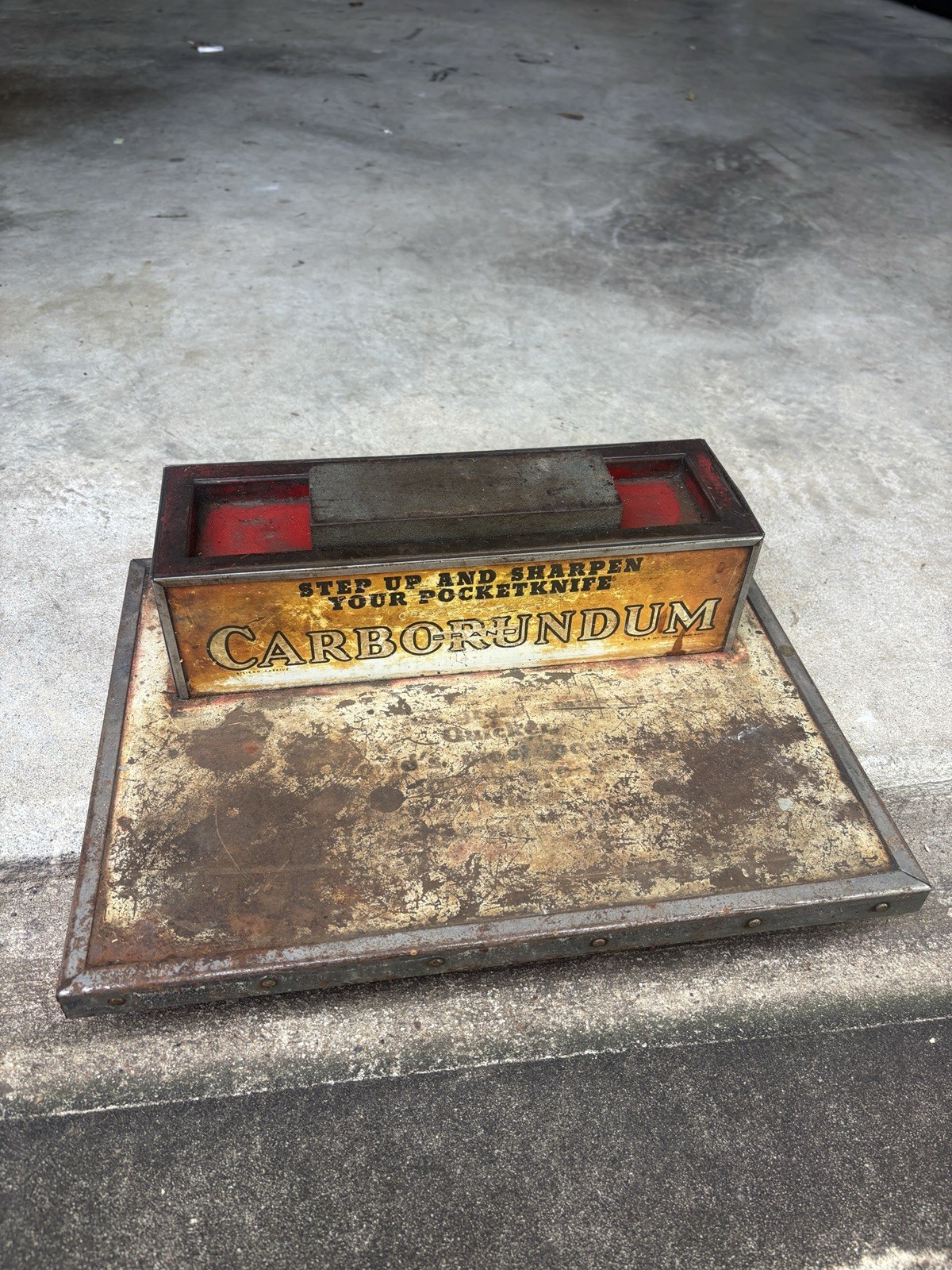 Vintage Carborundum Sharpening Stone Hone Store Advertising Display
