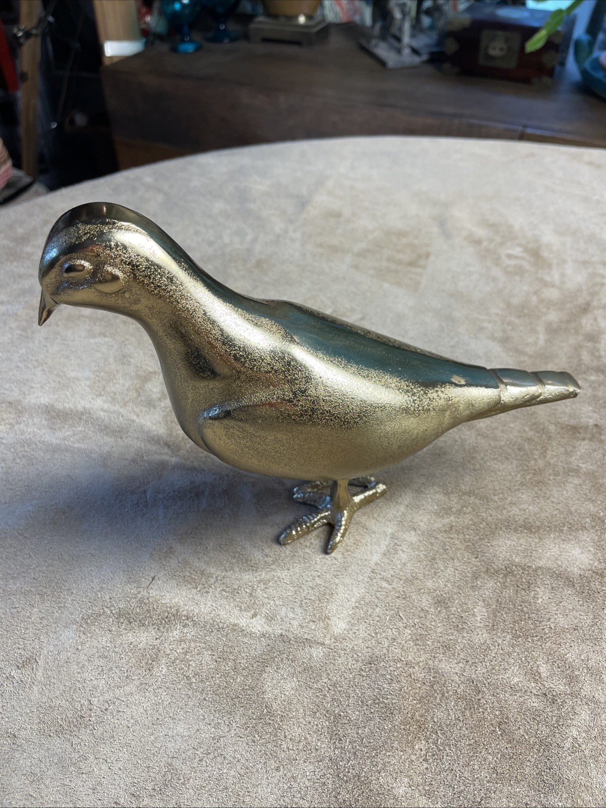 VTG Brass Pigeon Bird Hollow Standing Heavy Large Size EUC
