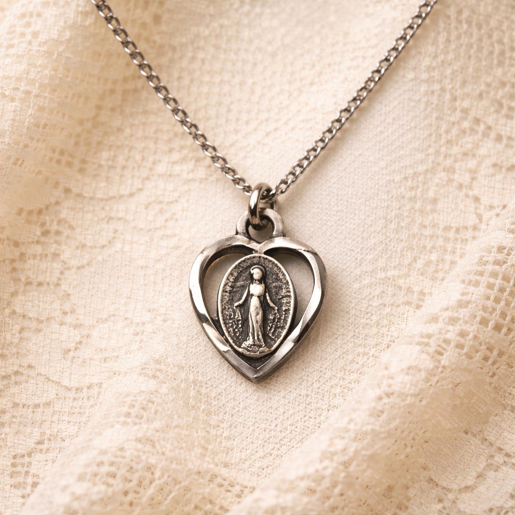 Vintage Marian Heart Necklace “Expressions of Faith” by McVan Inc.