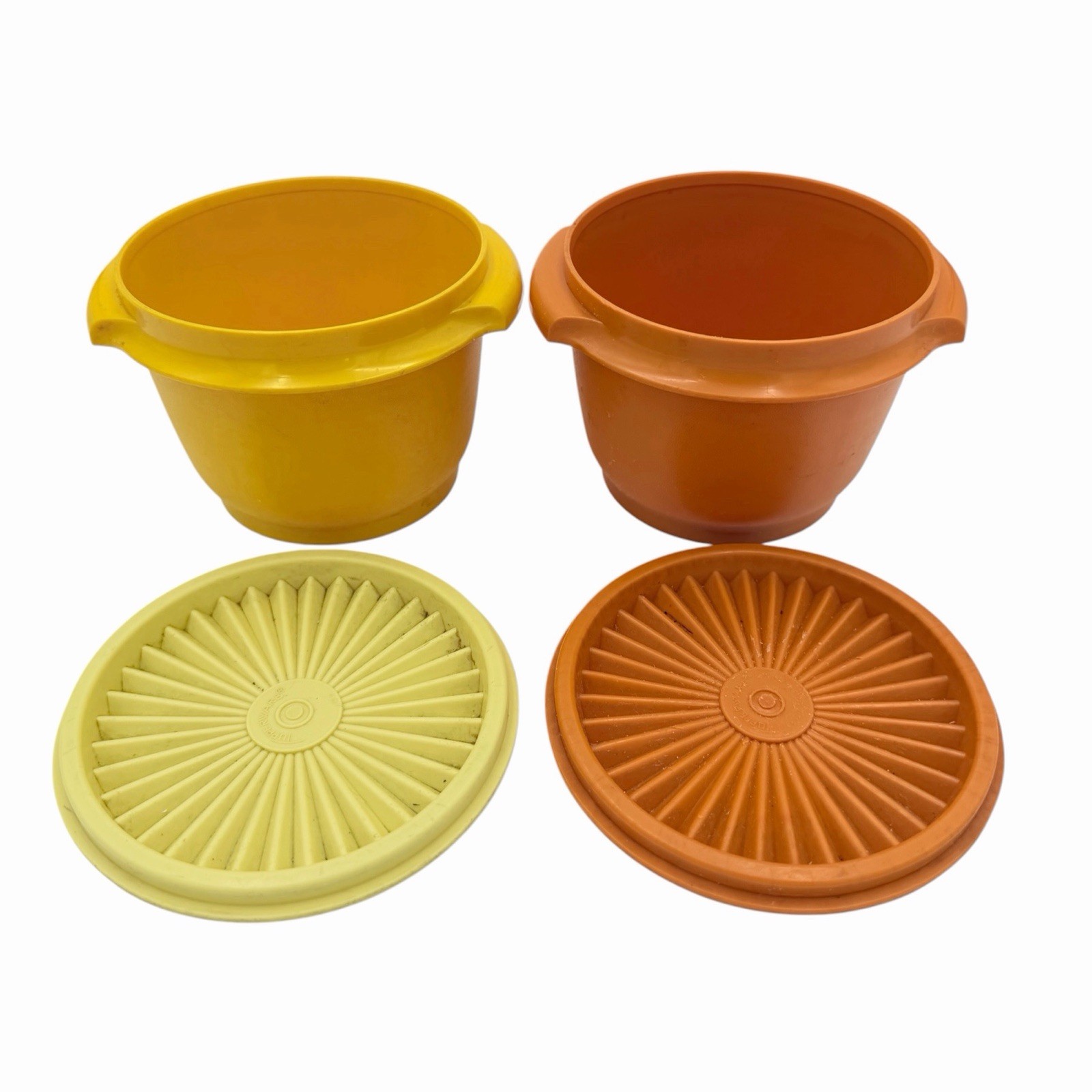 Vintage Tupperware Servalier 2 Bowls With 2 Lids (4pc) #886 812 Harvest Colors Vintage Tupperware Servalier 2 Bowls With 2 Lids (4pc) #886 812 Harvest Colors