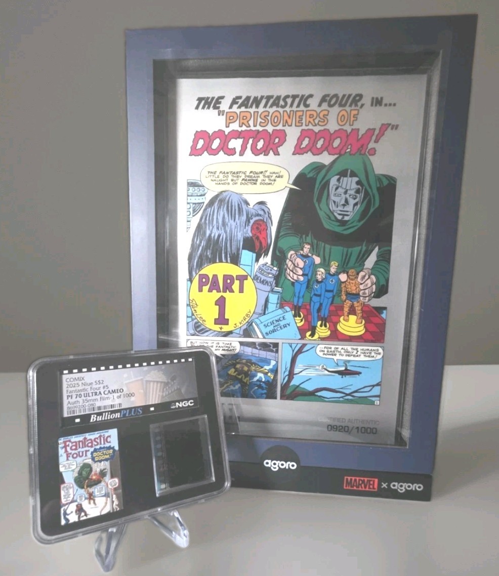 Agoro Marvel COMIX Fantastic Four 5 Dr Doom 1oz Silver Foil #0626 NGC PF70 #0353