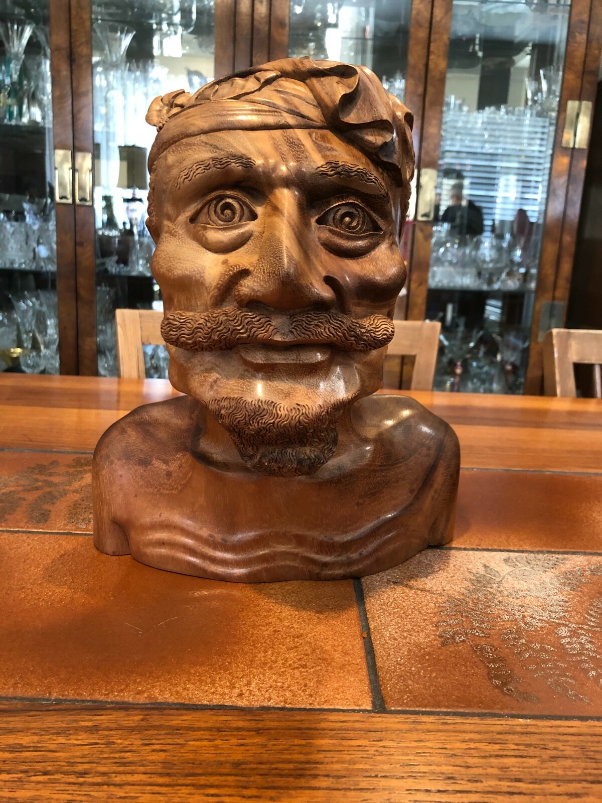 Vintage Mas Bali Balinese Wood Hand Carving Old Mens Bust, 10 1/2\ Vintage Mas Bali Balinese Wood Hand Carving Old Mens Bust, 10 1/2\