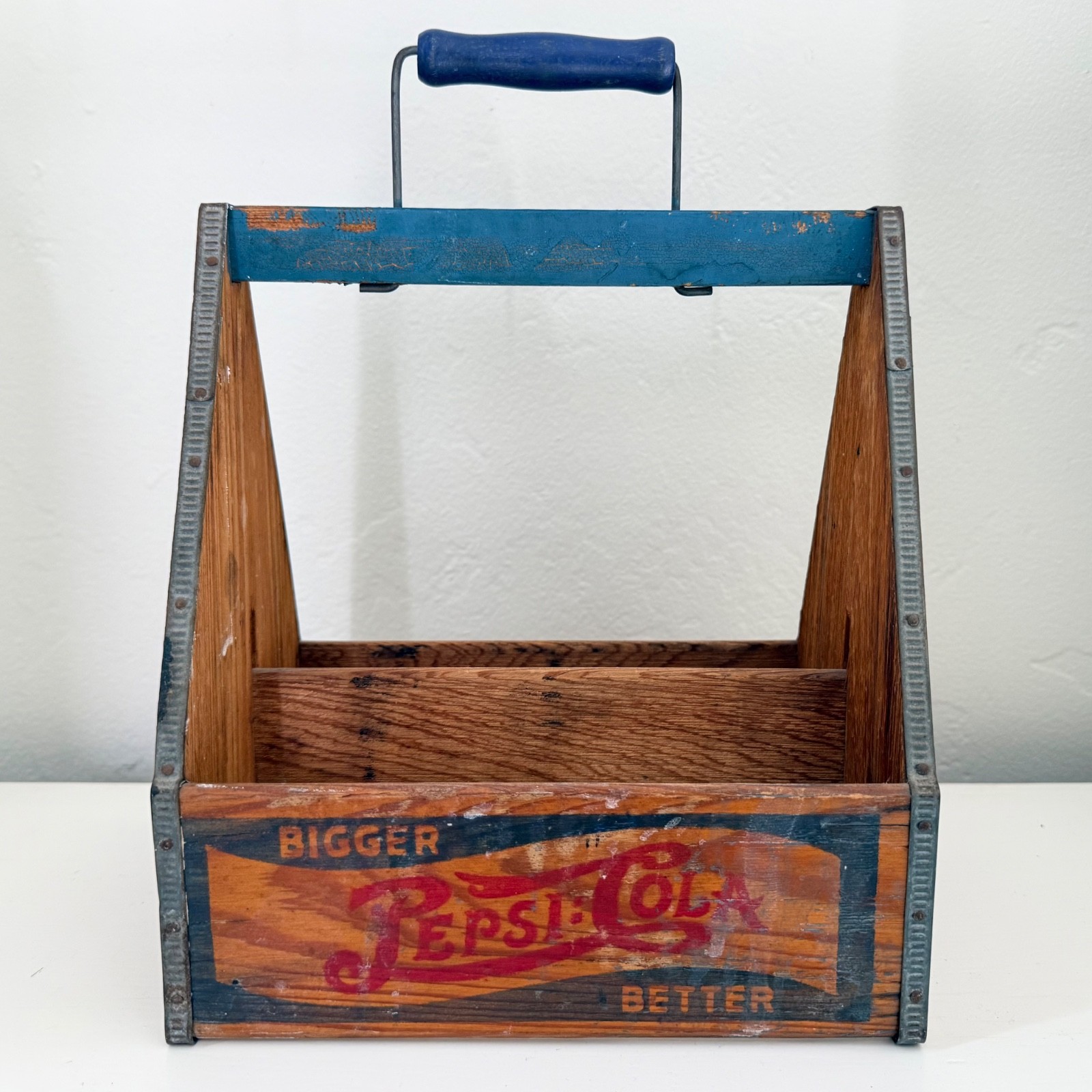 Vintage 30\'s 40\'s Wooden Bigger Pepsi Cola Better Wooden Carrier Advertisement