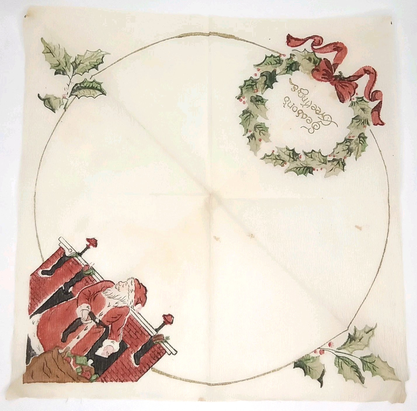 Antique 1920s Dennison Christmas Crepe Paper Napkin Made In USA