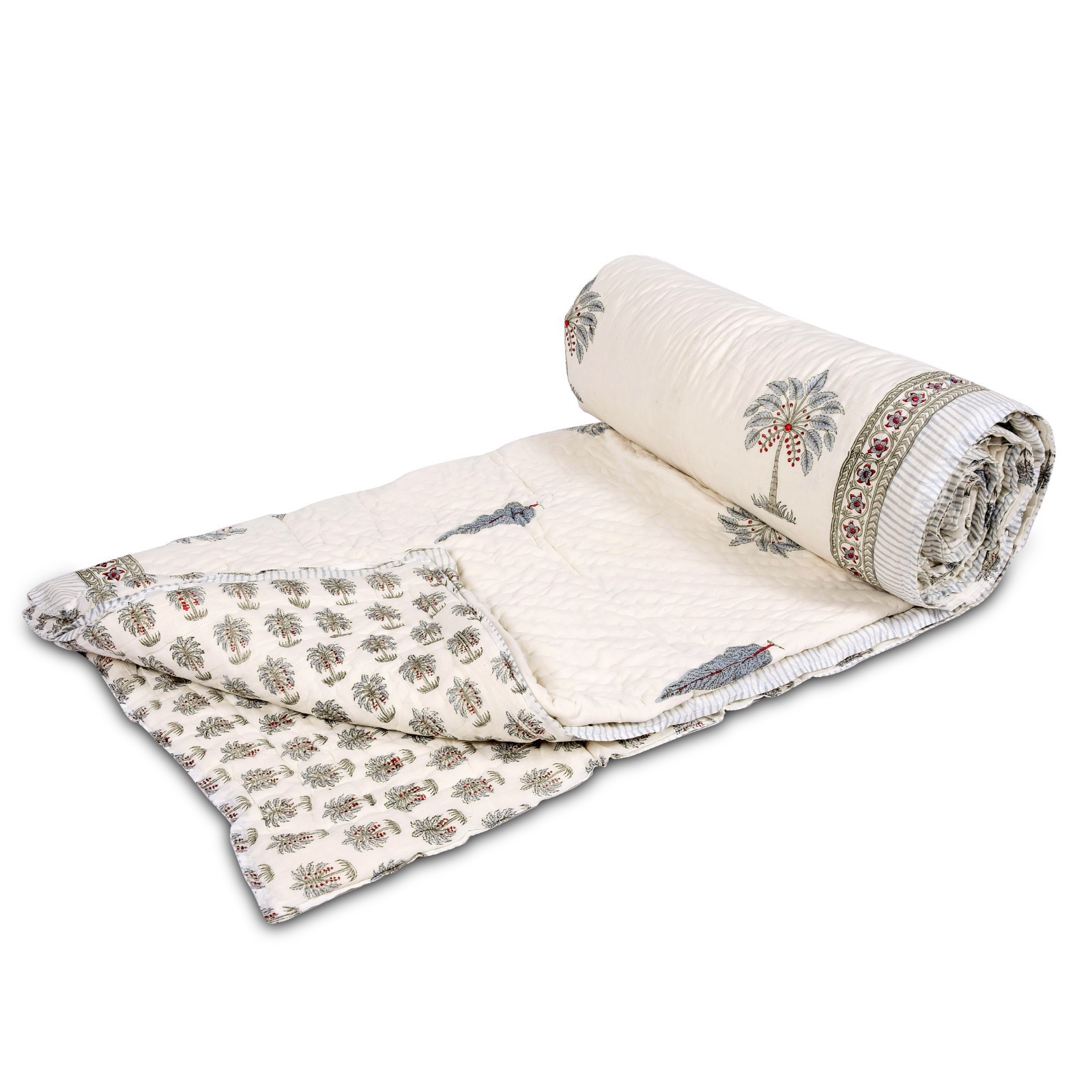 Handblock Print Jaipuri Razai Traditional Handmade Floral Cotton Quilt Bedspread Handblock Print Jaipuri Razai Traditional Handmade Floral Cotton Quilt Bedspread