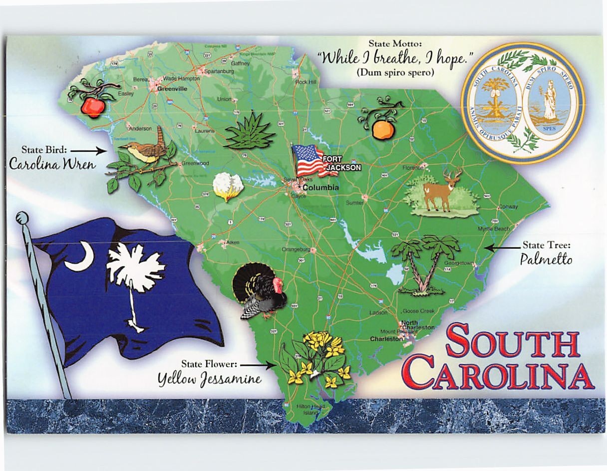 Map & Attractions South Carolina USA F-350723