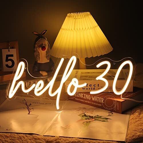 Warm White Hello 30 Thirty Years Old LED Neon Light Sign Warm white hello 30 Warm White Hello 30 Thirty Years Old LED Neon Light Sign Warm white hello 30