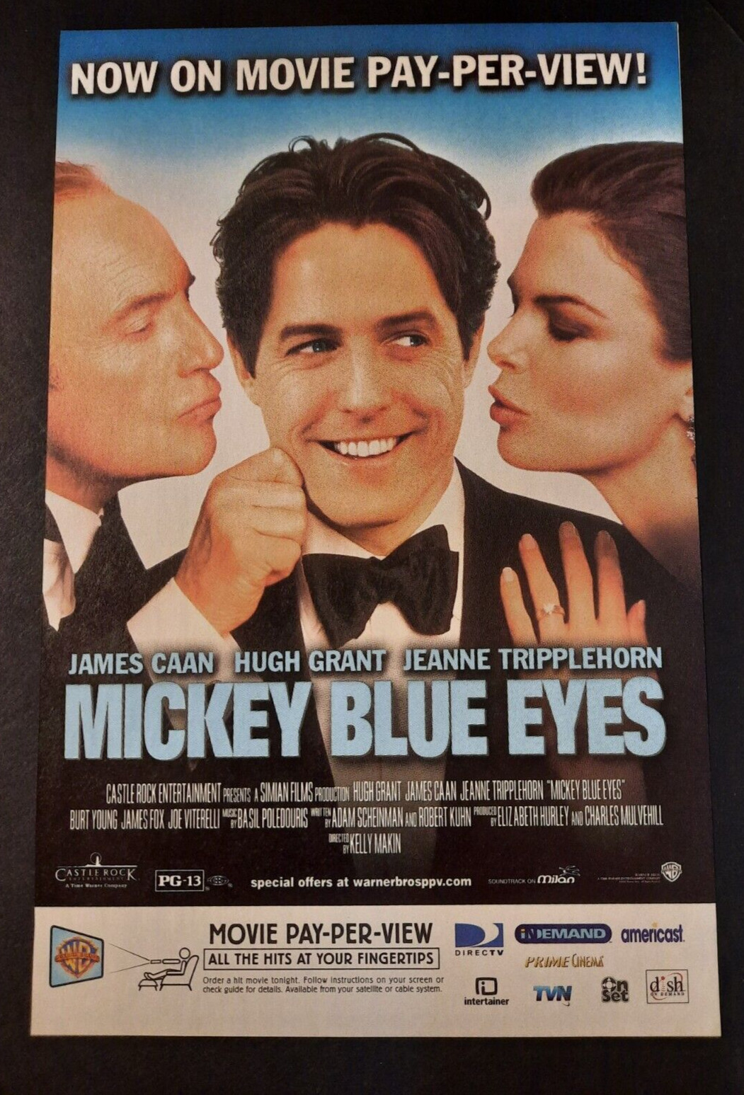 MICKEY BLUE EYES Pay Per View HUGH GRANT ~ Vintage Comic Page PRINT AD 2000