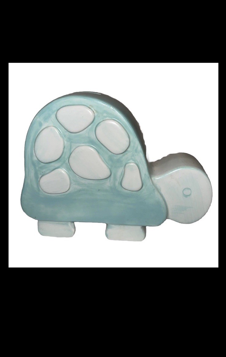 Fun Vintage Green Turtle Piggy Bank Figurine Ceramic Fun Vintage Green Turtle Piggy Bank Figurine Ceramic