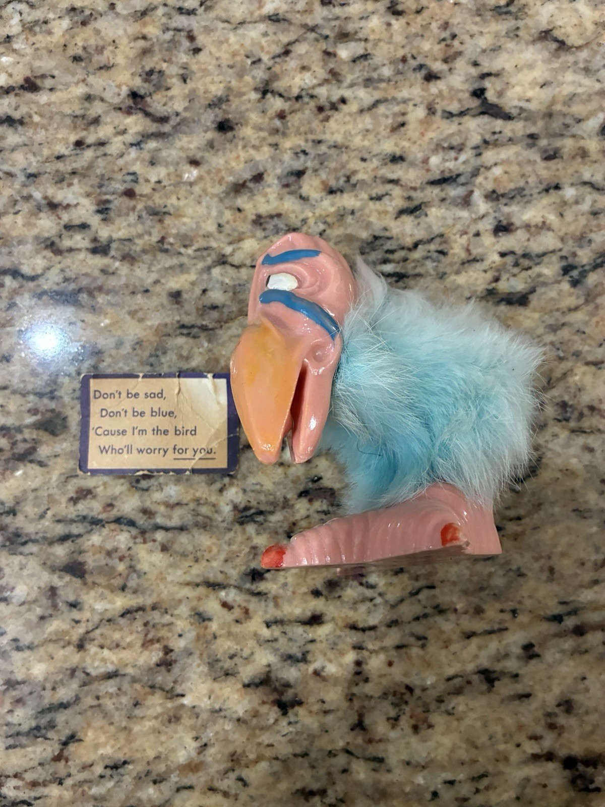 1960\'s WORRY BIRD Vulture Orig. Box Psycho Hard Plastic & Fur