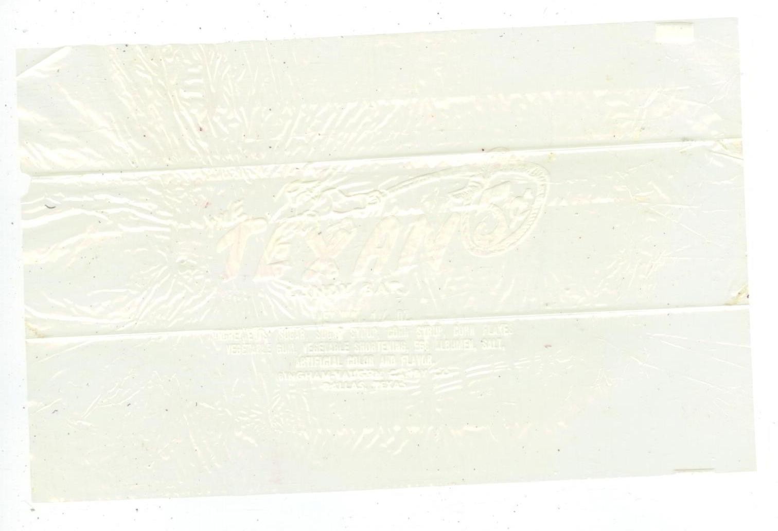 c1940s The Texan 5c candy bar wrapper -  Bingham Vaughn Dallas Texas - cowboy