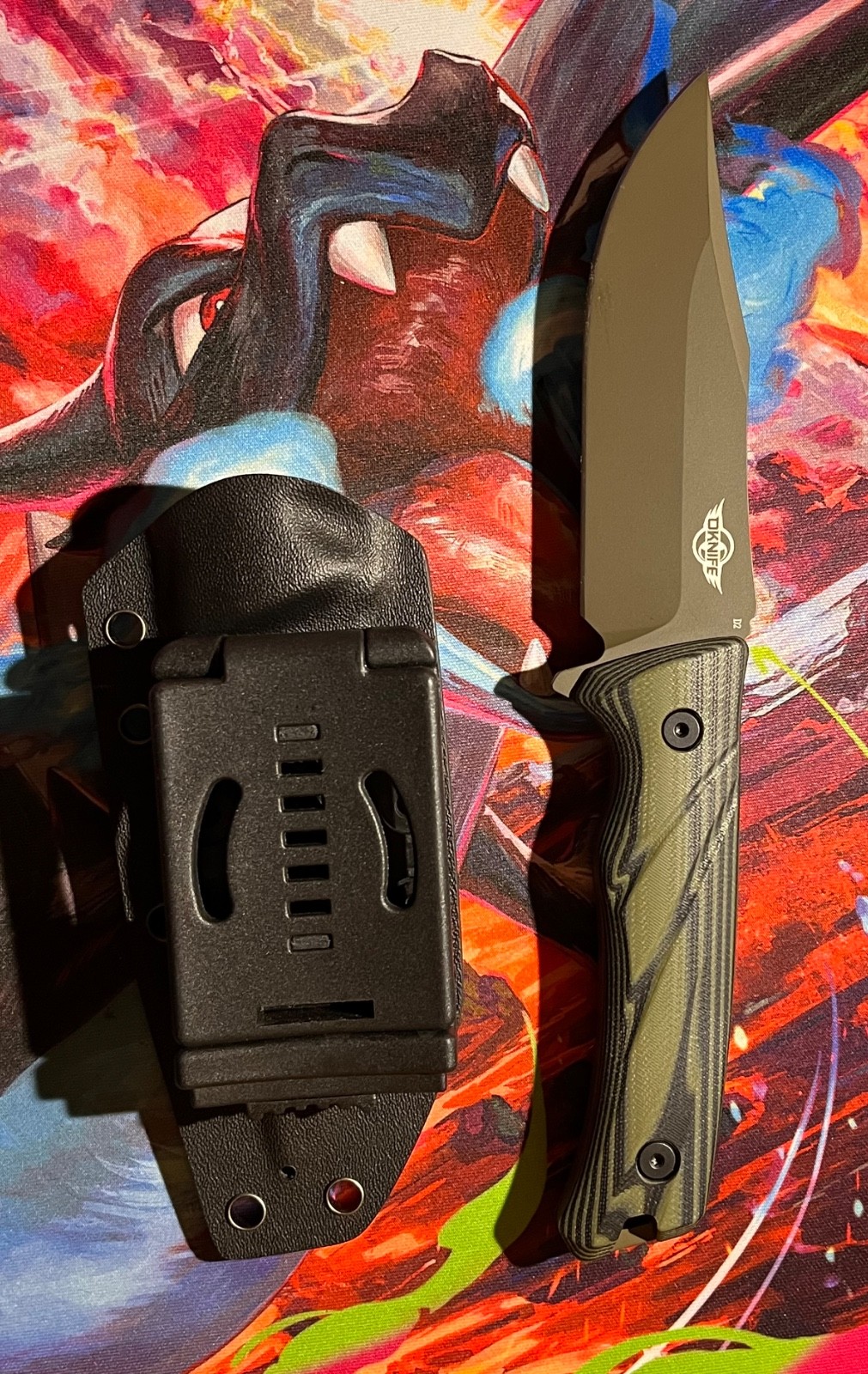 OKnife Fortitude D2 Survival Fixed Blade, Black Drop Point, G10, Sheath OKnife Fortitude D2 Survival Fixed Blade, Black Drop Point, G10, Sheath