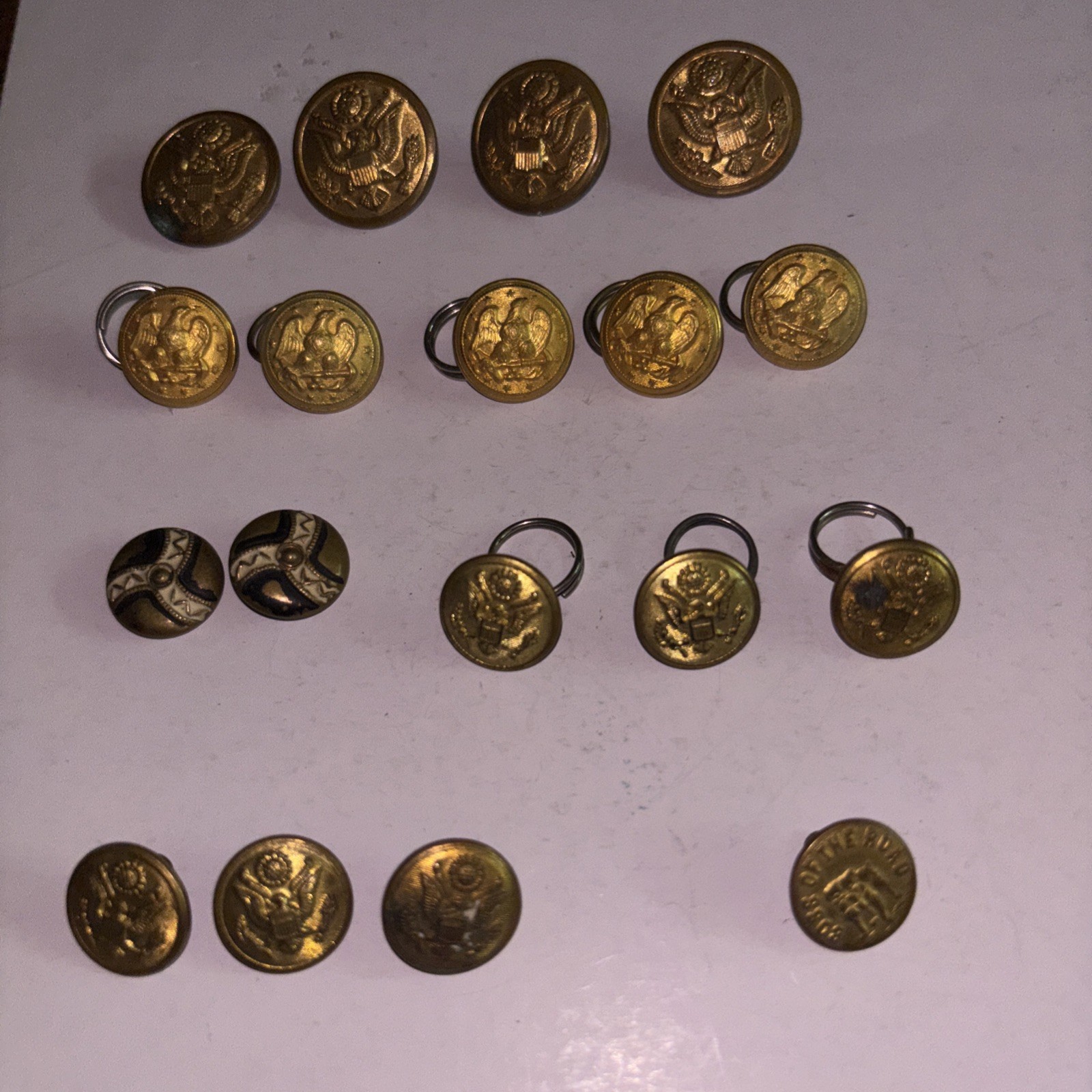 18 Brass Vintage Buttons Military 