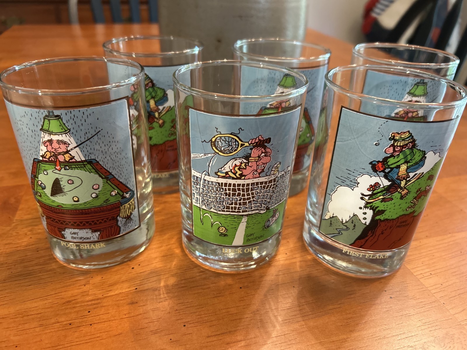 6 Vintage ARBY’S COLLECTOR GLASSES, by Gary Patterson, 1982 heavy-weight PERFECT 6 Vintage ARBY’S COLLECTOR GLASSES, by Gary Patterson, 1982 heavy-weight PERFECT