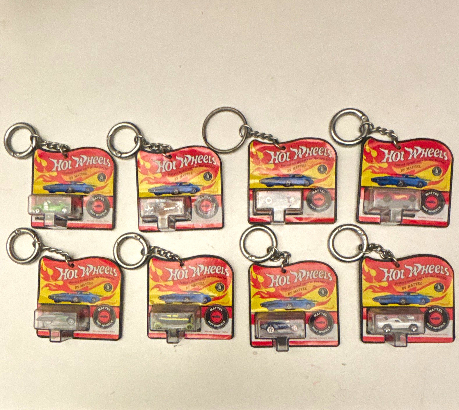 Mattel Hot Wheels Die-Cast Mini Car Keychain Lot of 8 Detachable Keyring
