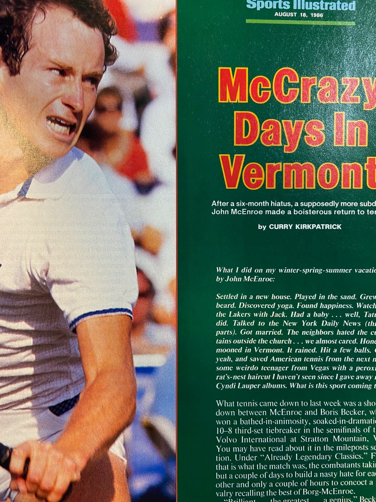 1986 Tennis Champion John McEnroe 1986 Tennis Champion John McEnroe