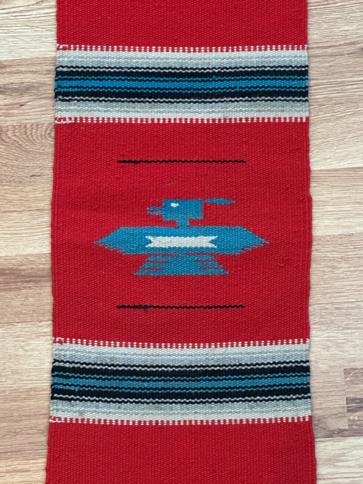 VINTAGE CHIMAYO NEW MEXICO Wool Rug Southwest Textile Santa Fe 24
