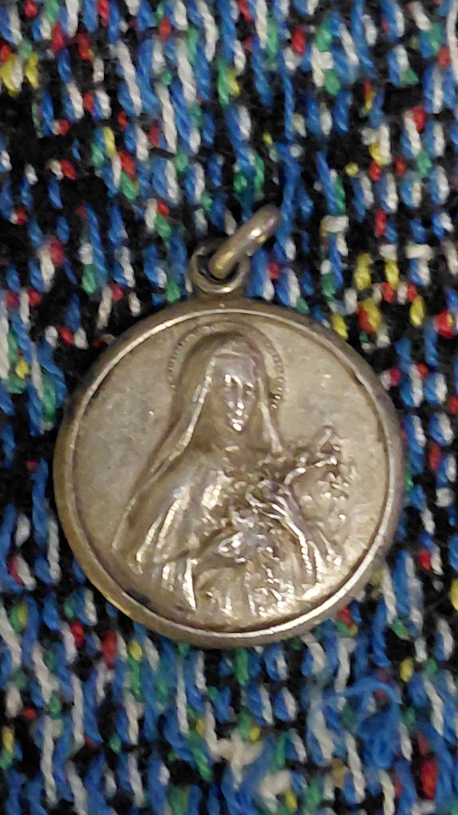Vintage 800 Silver St Therese Lisieux Religious Medal Pendant 3/4\