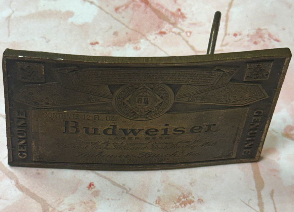 Budweiser Genuine Belt Buckle A-168 Anheuser-Busch Reproduced Breweriana