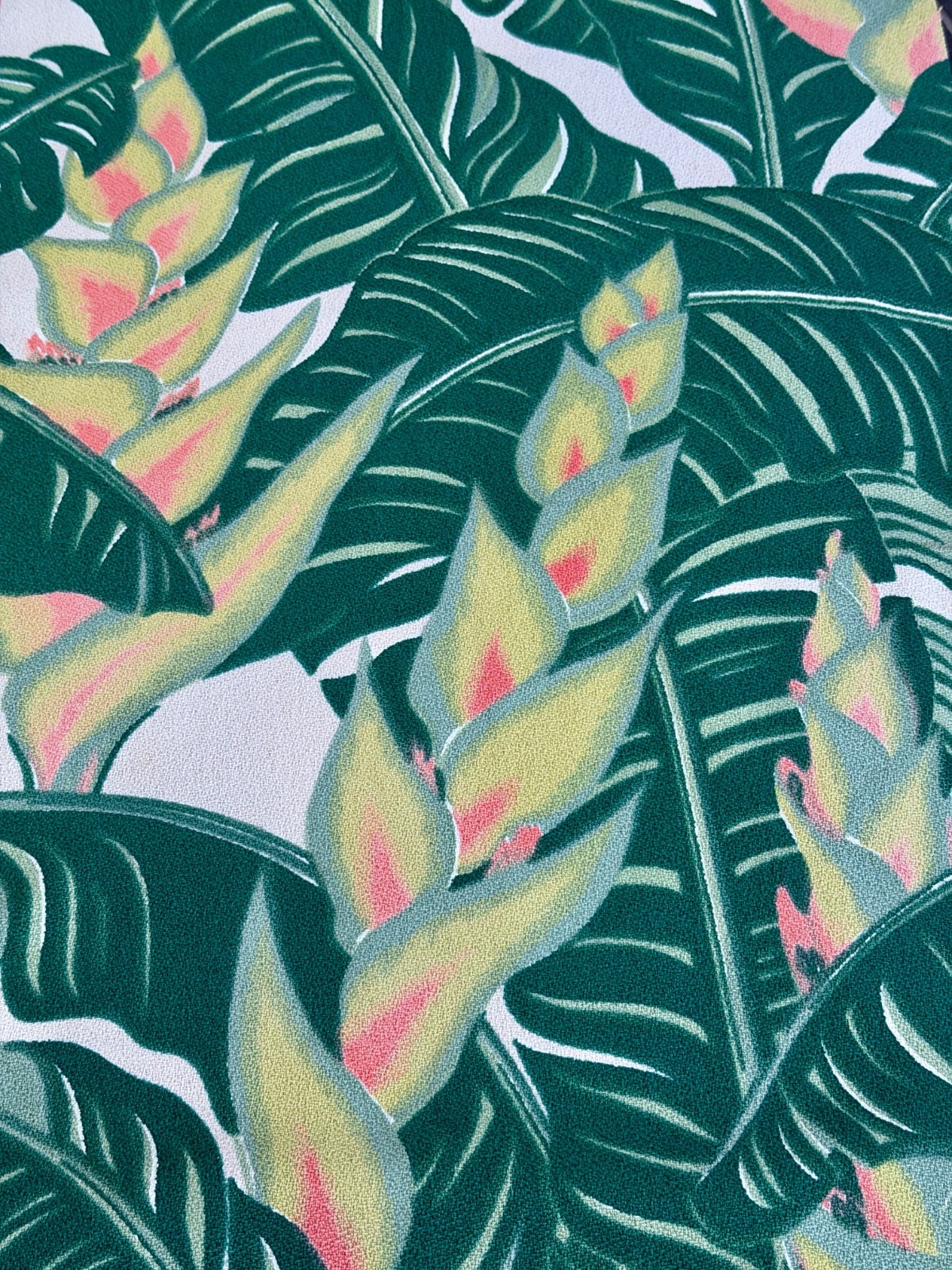 40’s Hawaiian Heliconia & Banana Leaf Hollywood Regency Barkcloth Vintage Fabric 40’s Hawaiian Heliconia & Banana Leaf Hollywood Regency Barkcloth Vintage Fabric
