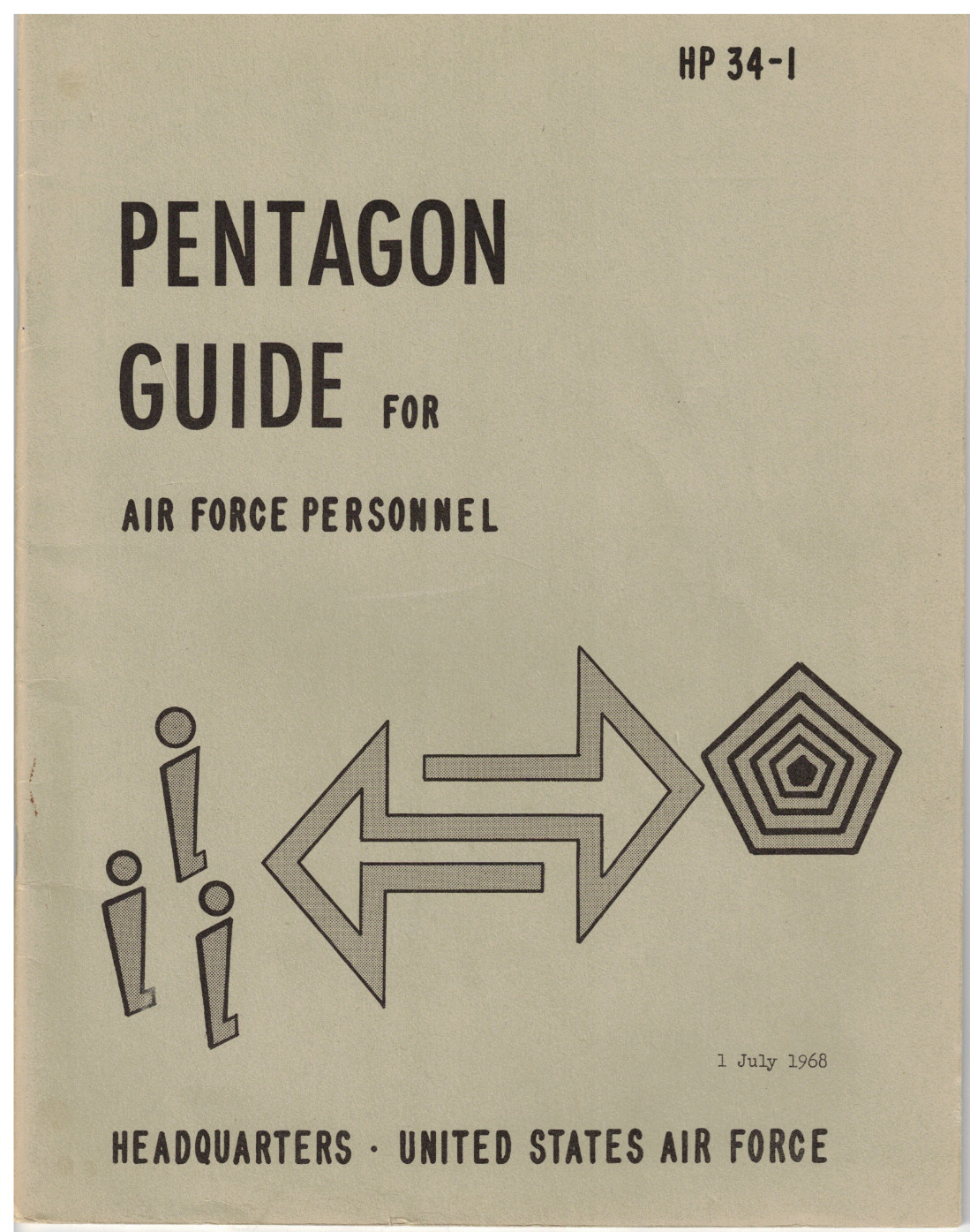 VINTAGE 1968 PENTAGON GUIDE FOR AIR FORCE PERSONNEL USAF MAP/ORG CHART/DINING