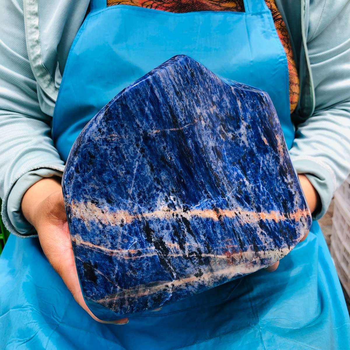 13.35LB Large Natural Blue Vein Stone Quartz Crystal Mineral Healing Sample 5896