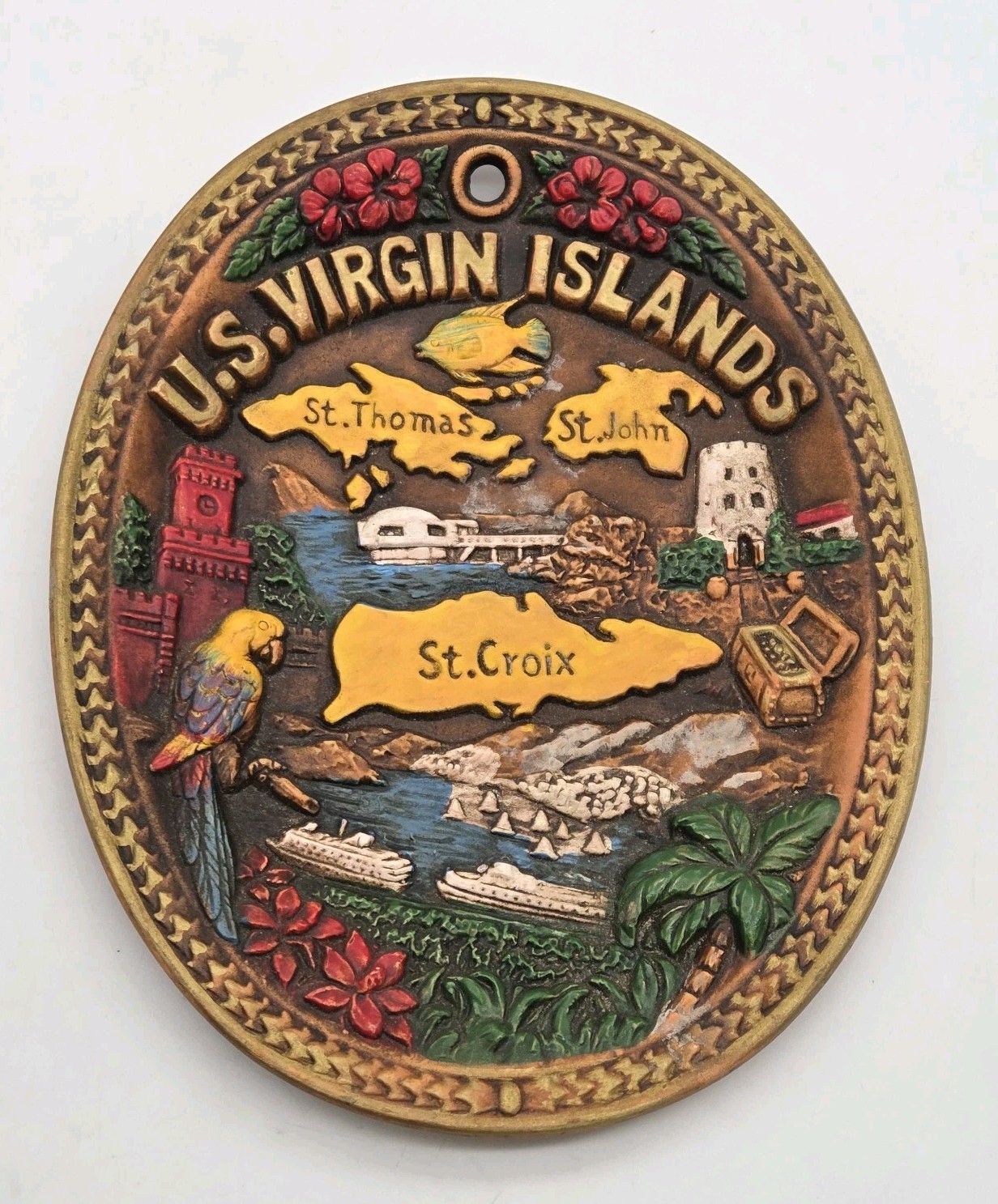 U.S. Virgin Islands Ceramic Decorative 3D Oval Plate 9\