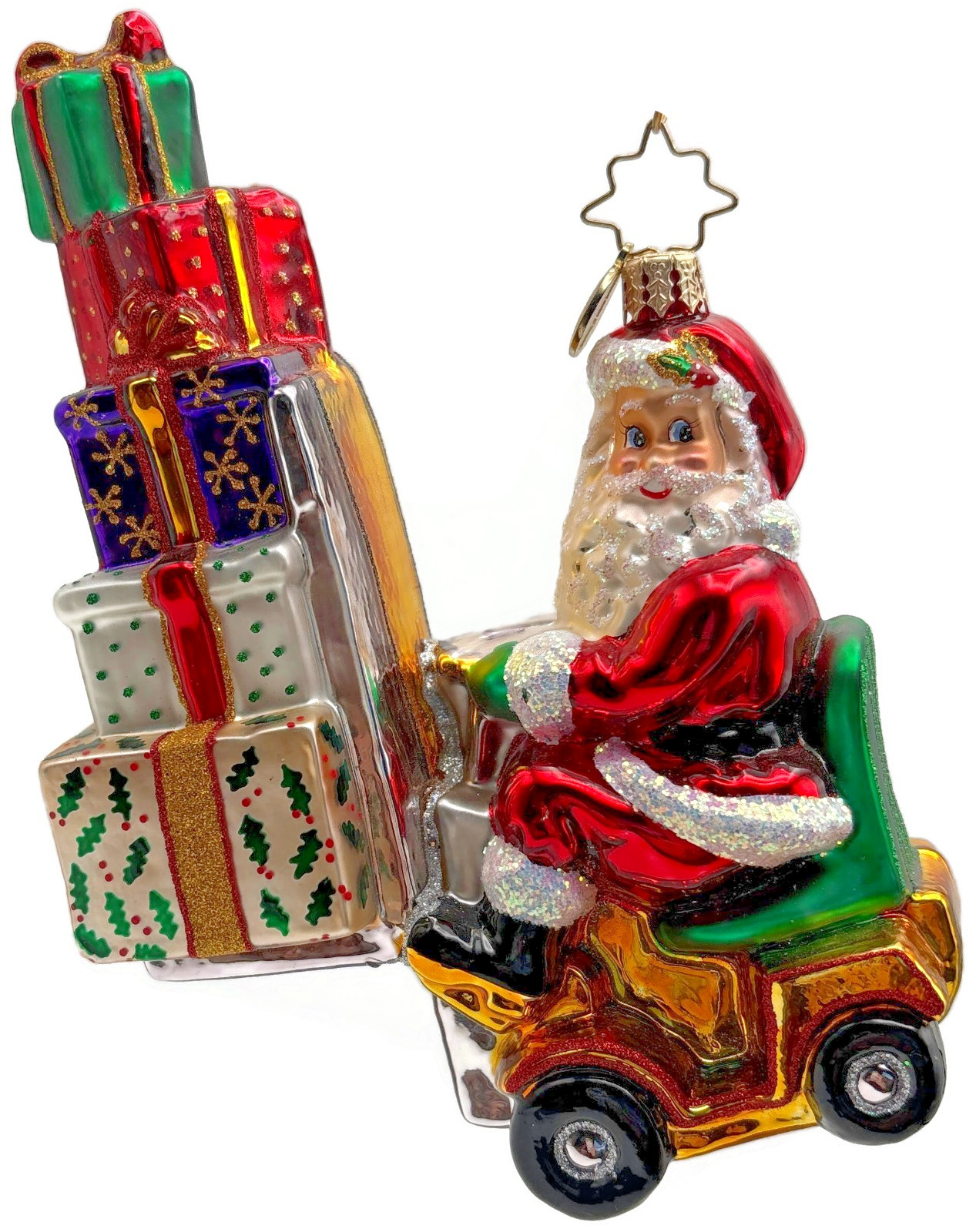Christopher Radko Heavy Lifting Nick Santa Glass Christmas Ornament 1016139