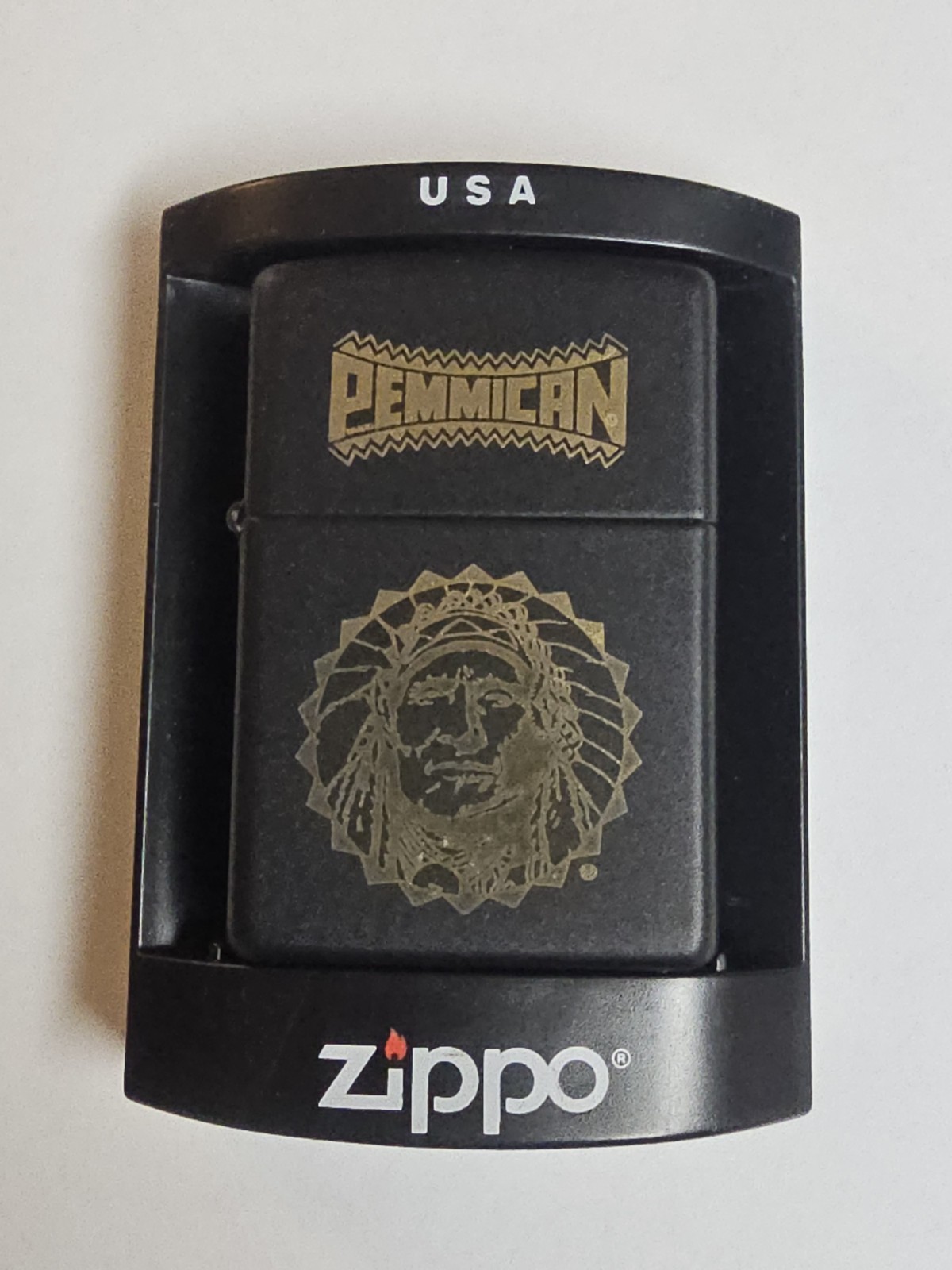 RARE 1998 Zippo SALESMAN SAMPLE Black Matte Laser Engrave Lighter NEW UNFIRED 