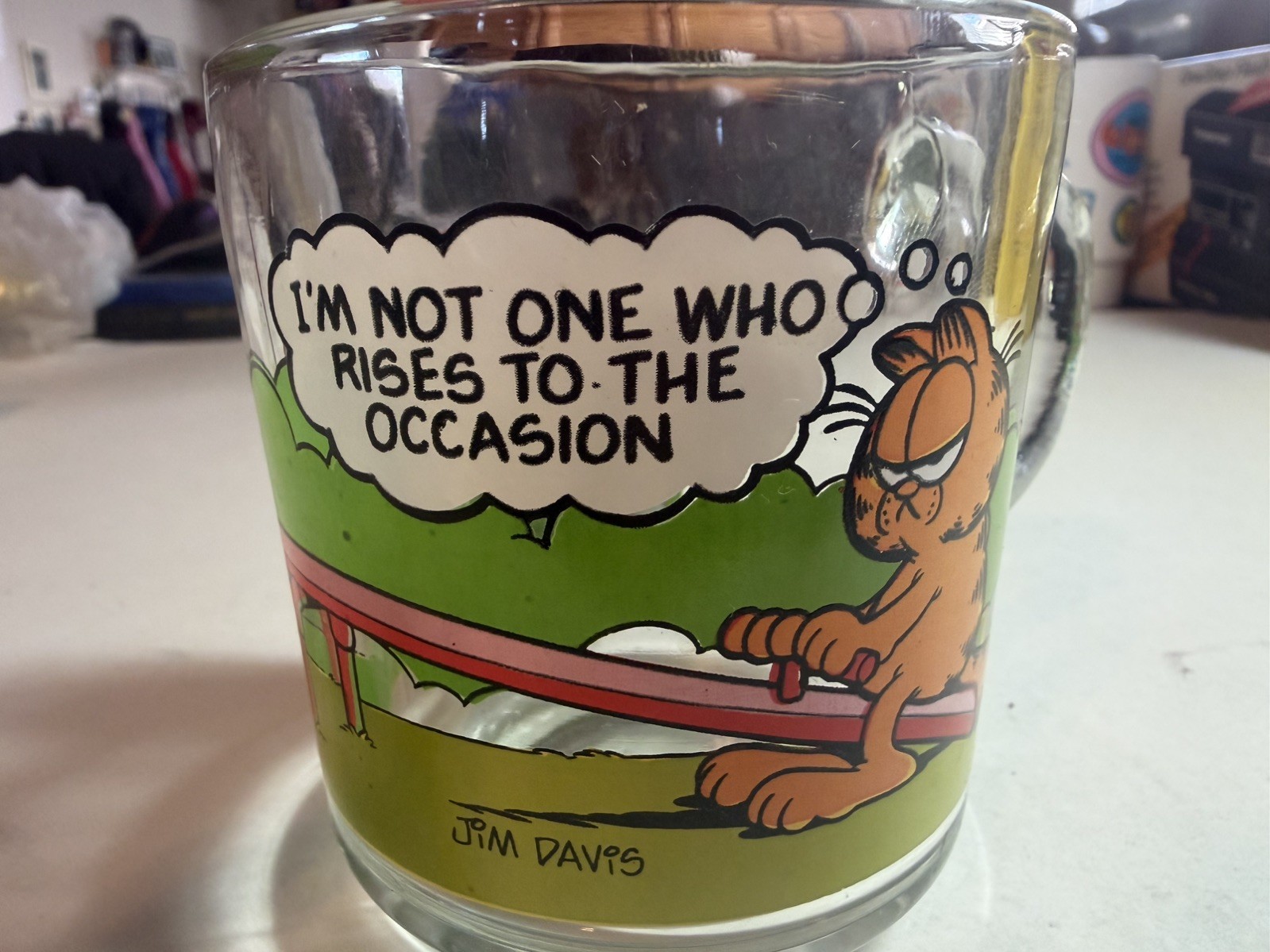 Vintage 1978-1980 Garfield Jim Davis McDonald\'s Clear Glass Promo Glass Mug Vintage 1978-1980 Garfield Jim Davis McDonald\'s Clear Glass Promo Glass Mug