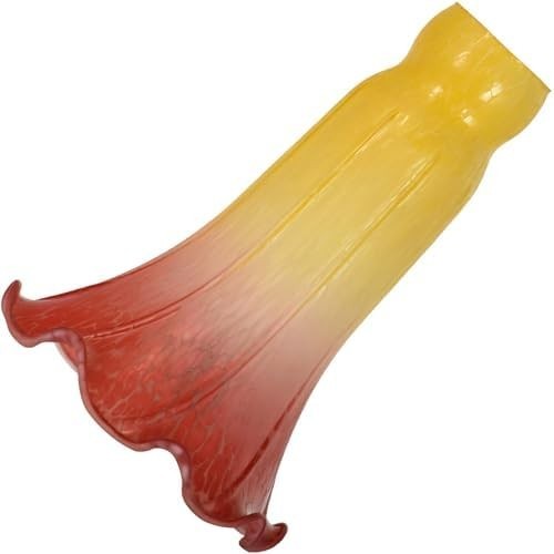LS16 Lily Flower Blown Glass Lampshade (Yellow Light Red, Opening I.D LS16 Lily Flower Blown Glass Lampshade (Yellow Light Red, Opening I.D