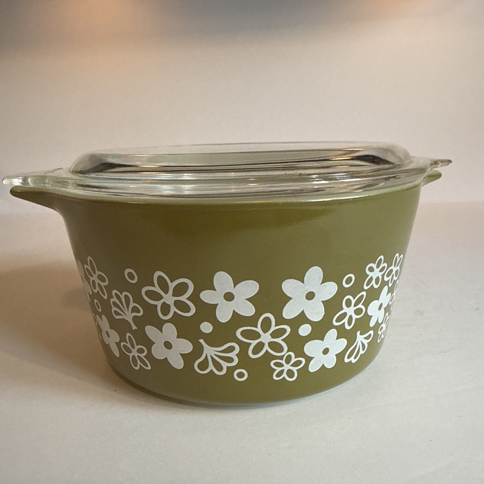 VTG Pyrex Green Crazy Daisy Casserole Dish 473 1 QT Spring Blossom With Lid ** VTG Pyrex Green Crazy Daisy Casserole Dish 473 1 QT Spring Blossom With Lid **