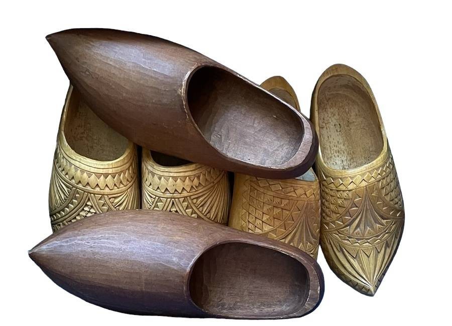 3 pair of Vintage Carved Wooden Decorative Clogs, $50 each 3 pair of Vintage Carved Wooden Decorative Clogs, $50 each
