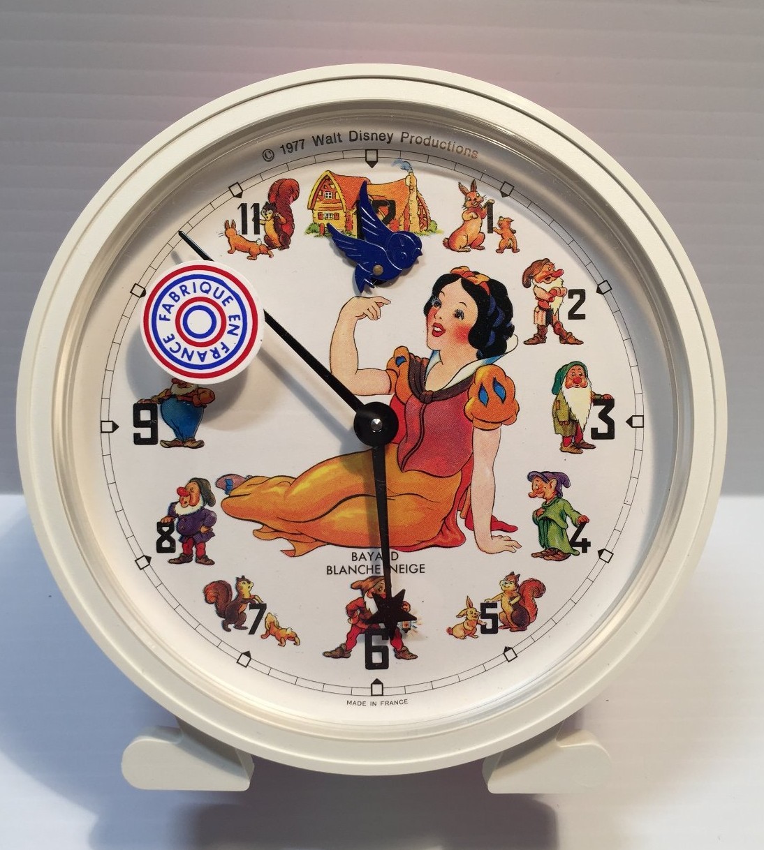 Vintage 1977 Disney Snow White & Seven Dwarfs Bayard Alarm Clock Made in France
