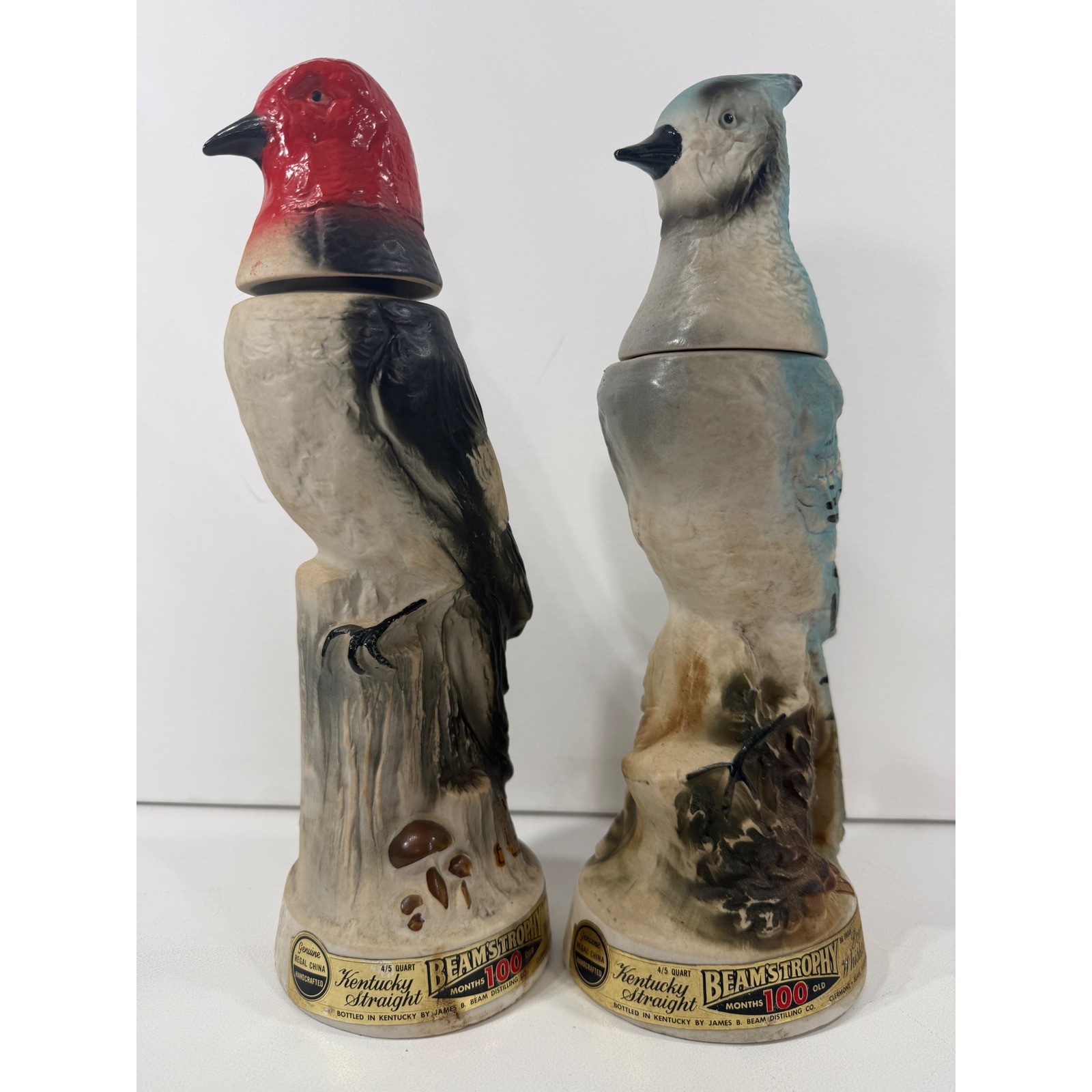 Vintage Jim Beam Bird Decanters Lot of 2 Woodpecker Blue Jay