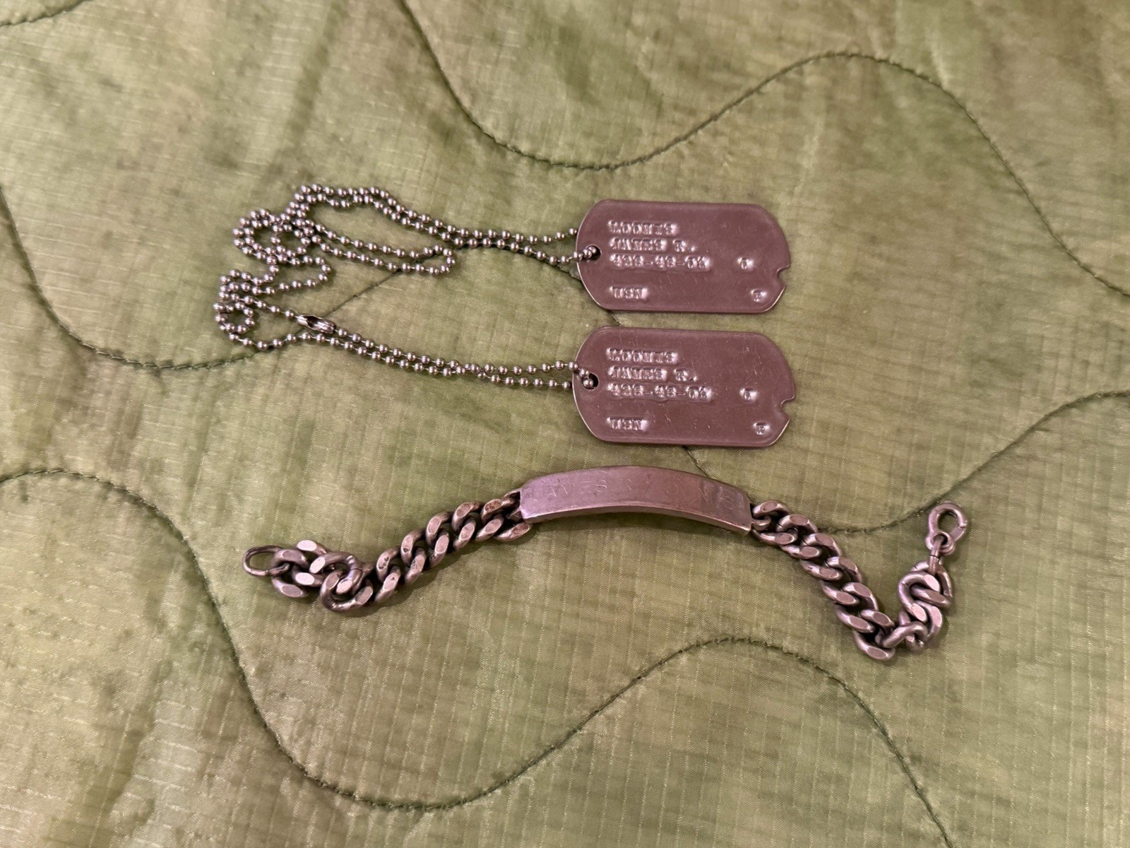 Vintage US Navy Sterling ELCO ID Bracelet w Dog Tags Grouping - 1950s Korean War Vintage US Navy Sterling ELCO ID Bracelet w Dog Tags Grouping - 1950s Korean War