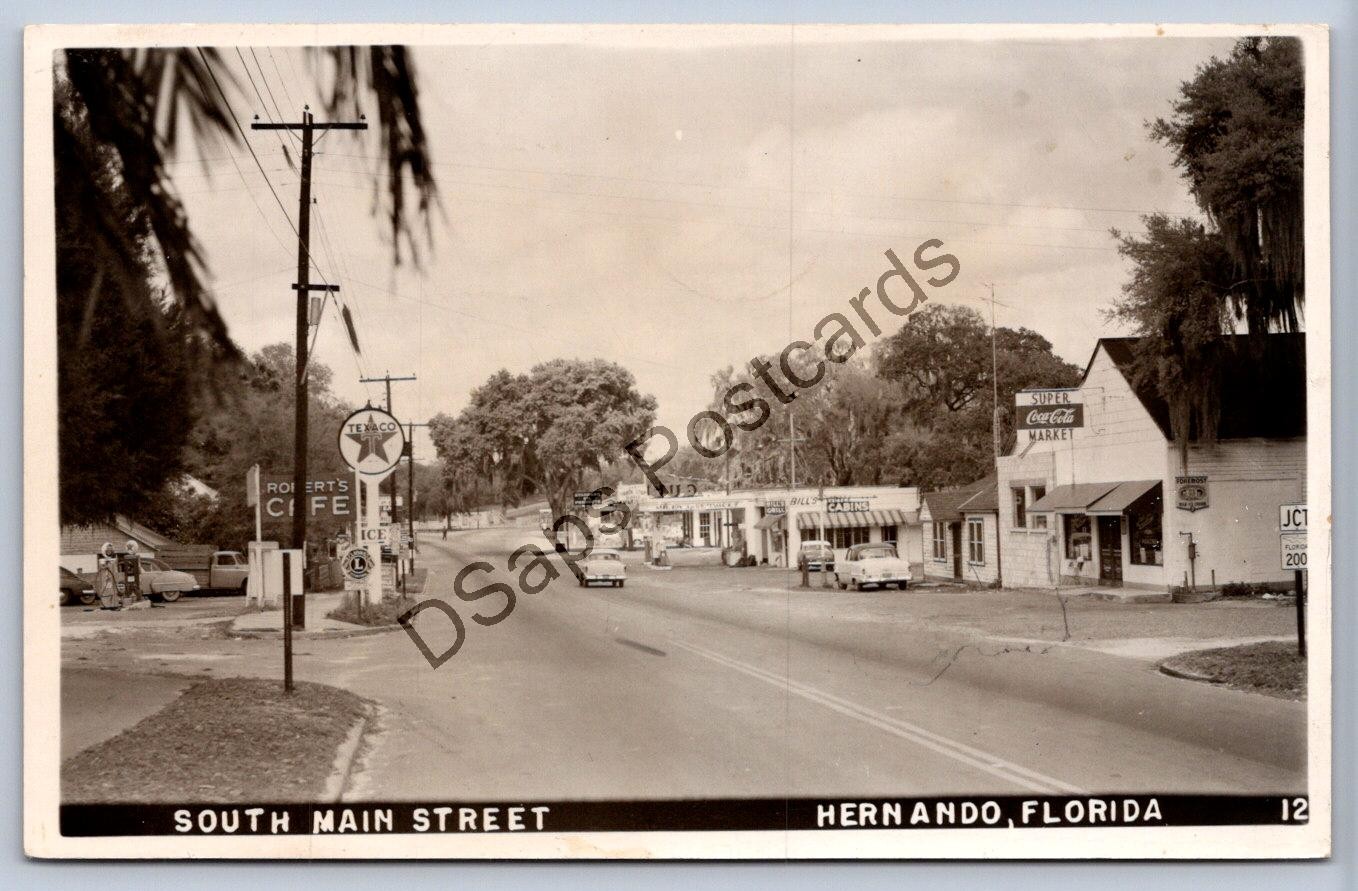 K66/ Hernando Florida RPPC Postcard c1950s South Main Street Stores  387