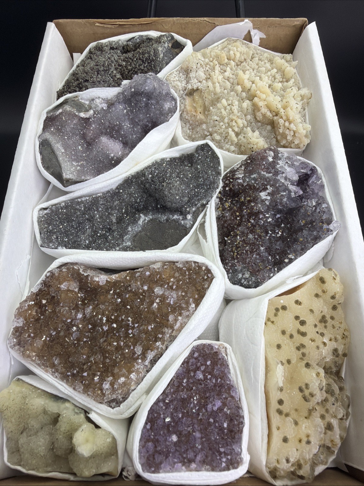 Uruguay Rainbow Amethyst Druzy Agate Crystal Flat Natural Mineral Specimens