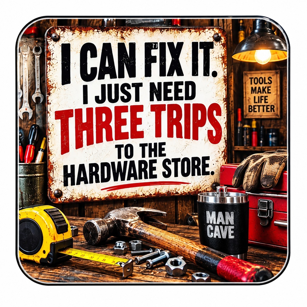 Funny Refrigerator Magnets I Can Fix It Three Trips Hardware Store Man Cave Gift