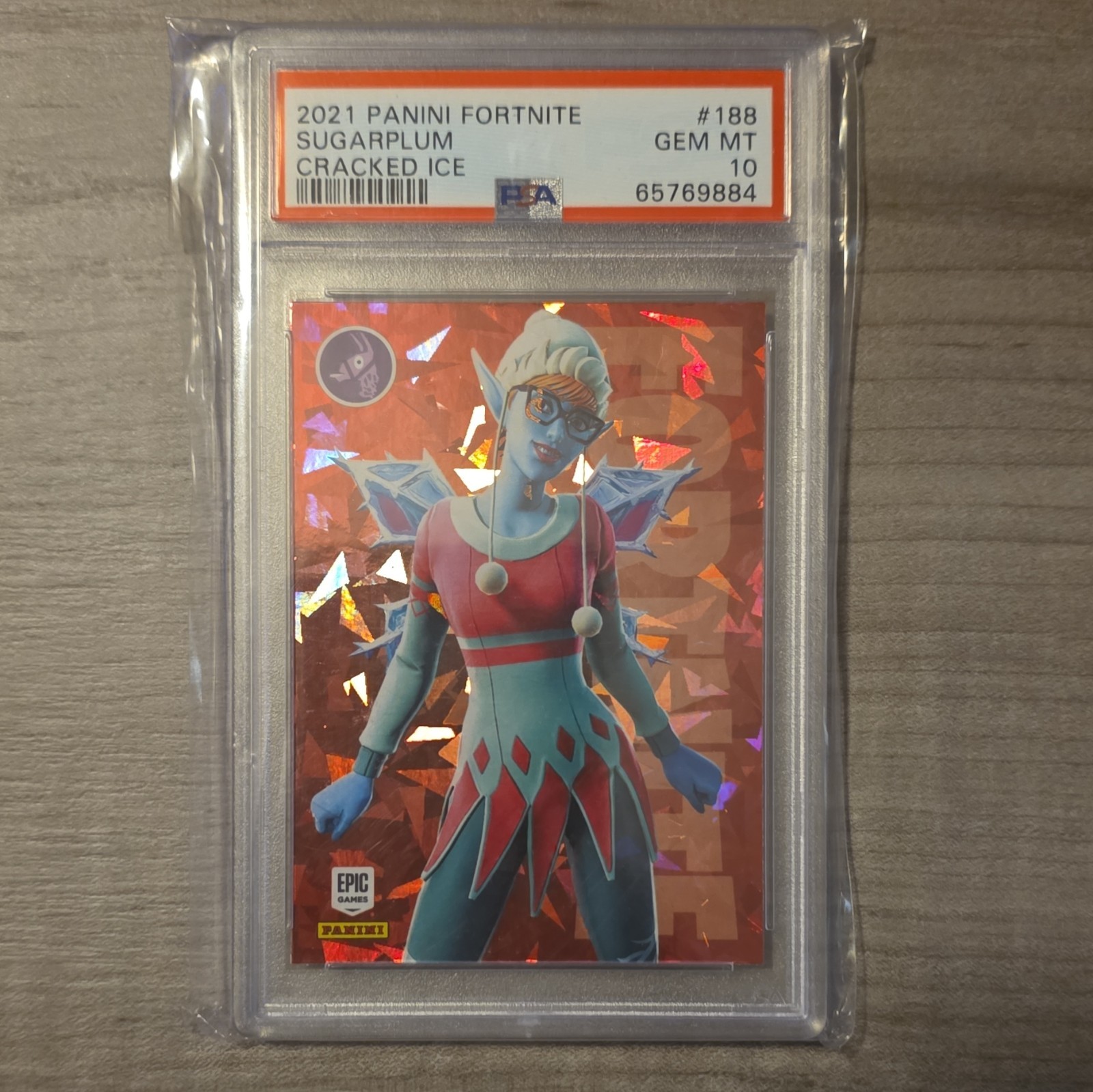 Panini 2021 Fortnite Sugarplum #188 Cracked Ice Parallel PSA 10 Card