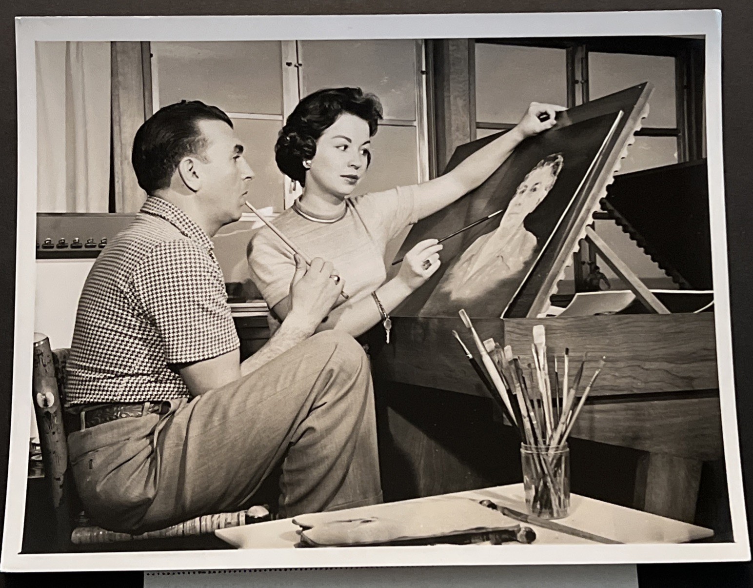 1956 CBS Vtg. Rare Press Photo Dennis & Mickey James Artists at Work Television