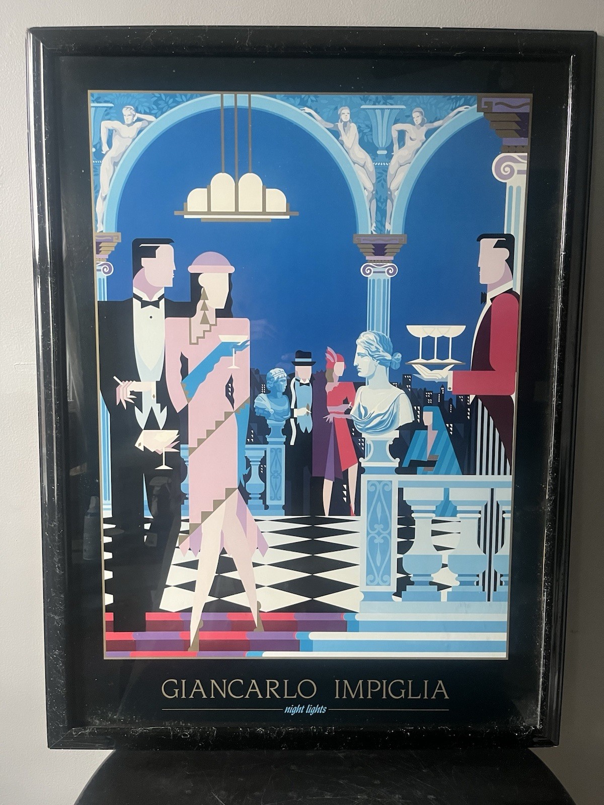 Giancarlo IMPIGLIA “NIGHT LIGHTS” Picture Frame Print RARE 1991 25.5X38 Giancarlo IMPIGLIA “NIGHT LIGHTS” Picture Frame Print RARE 1991 25.5X38